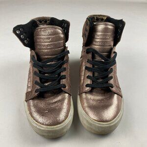 Supra Skytop Sneakers Skate Shoes Pink Metallic Rose Gold Womens Size 7.5